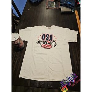 Racing Usa Champions Men White 2003 Stock Car Shirt Dead Stock with Bank Size Xl